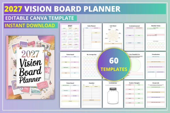 Download Editable 2027 Vision Board Planner - Premium Resources