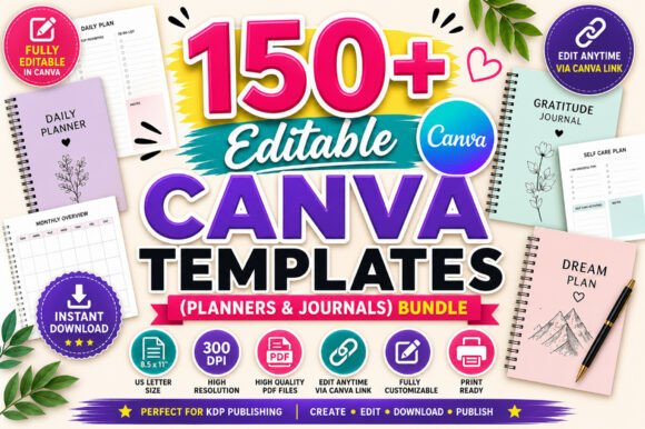 Download 150+ Editable Canva KDP Templates - Editable Collection
