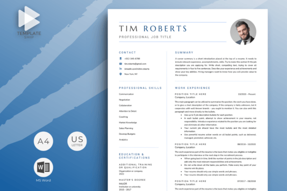 Download Resume Template with Photo for MS Word - Resume template Collection